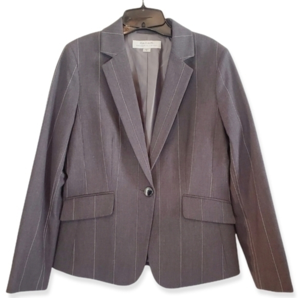 Tahari Arthur S. Levine grey pinstripe Blazer